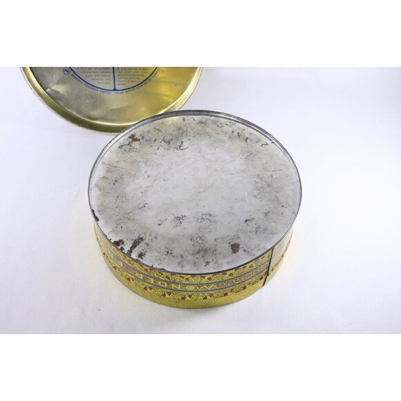 Vintage lithographed fruit cake tin, Baroque medallion decorative storage tin - Picture 5 of 10